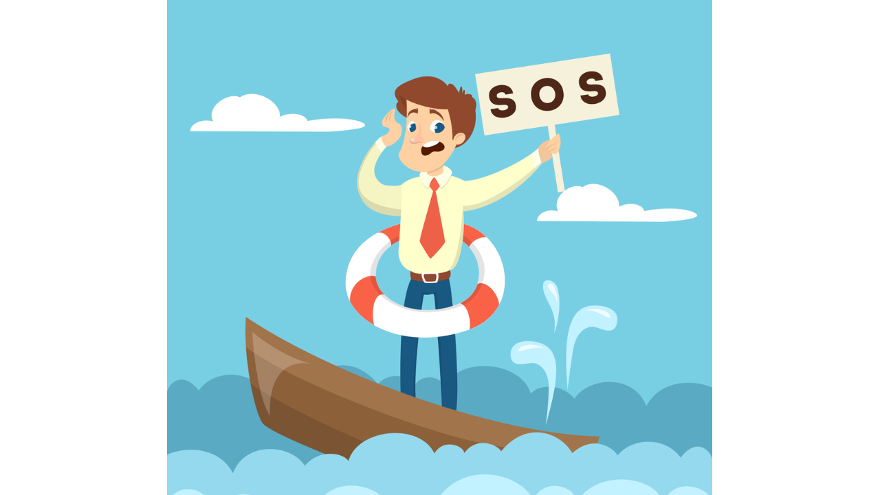 SOS-Sinking boat at sea.